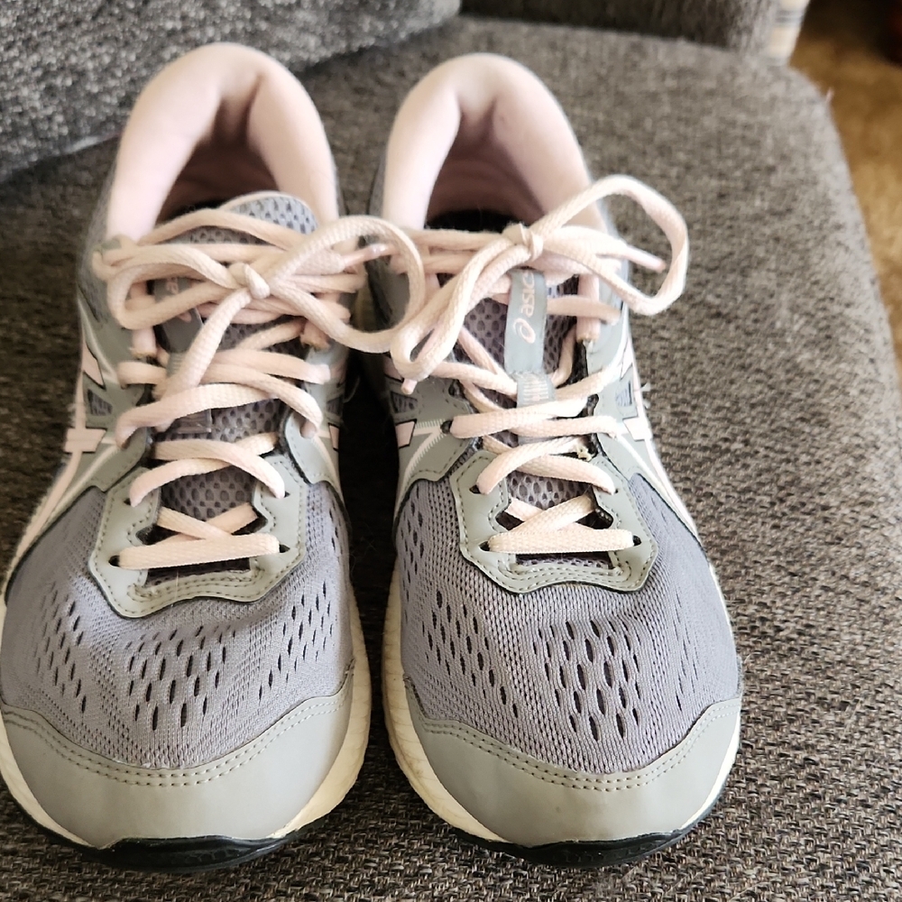 Asics Light Gray and Soft Pink Sneakers